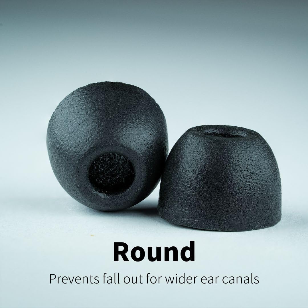 Comply 200 Core Series | Memory Foam Replacement IEM Ear Tips for Sennheiser, Bang Olufsen, Sony & More | Superior Noise Isolation, Ultimate Comfort, Secure Fit | Round, Black, Small (3 Pairs)