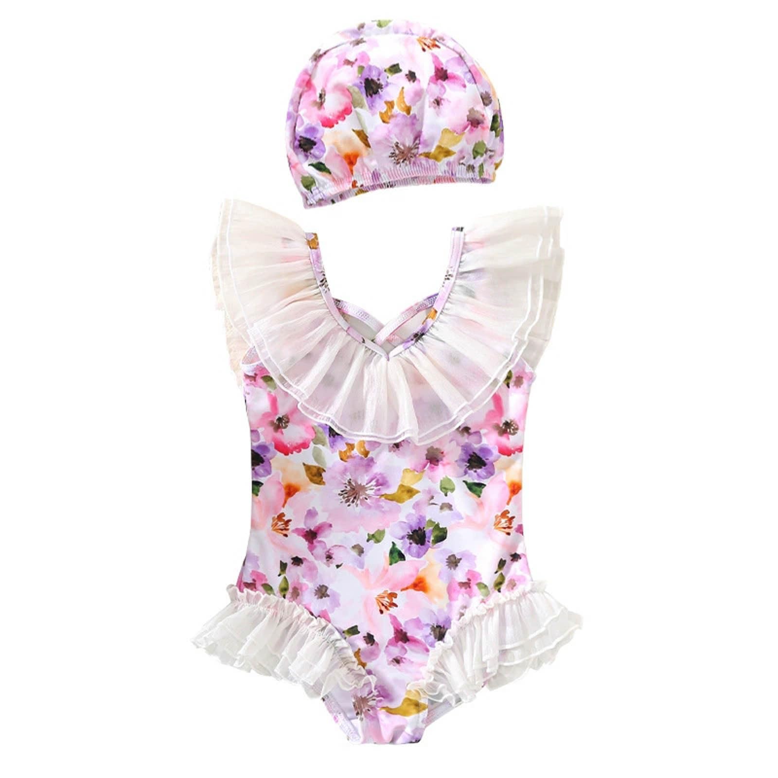 Generisch Bañador para niña con cuello de encaje, bañera para bebés y niños pequeños, juego de agua