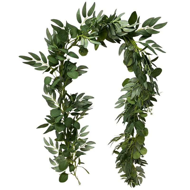 200 cm Eukalyptus künstliche Pflanze Girlande Wandbögen hängende Reben Hochzeit Wohnkultur Kamin Zimmer arrangieren gefälschte Weide Rattan