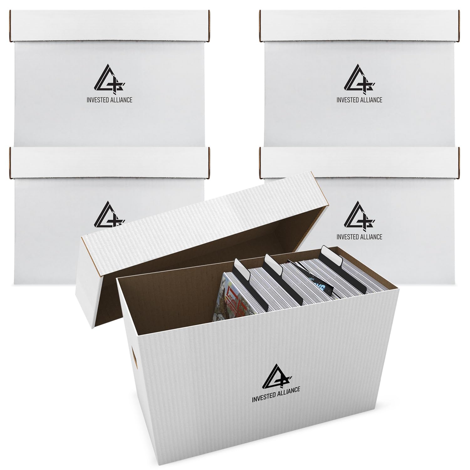 Invested Alliance Hochwertige kurze Comicbuch-Aufbewahrungsbox mit Deckel, dicker Karton, Comic-Aufbewahrungsbox für Sammlerstücke, passend für 150–175 Jahre aktuelles/silbernes Zeitalter, robust und