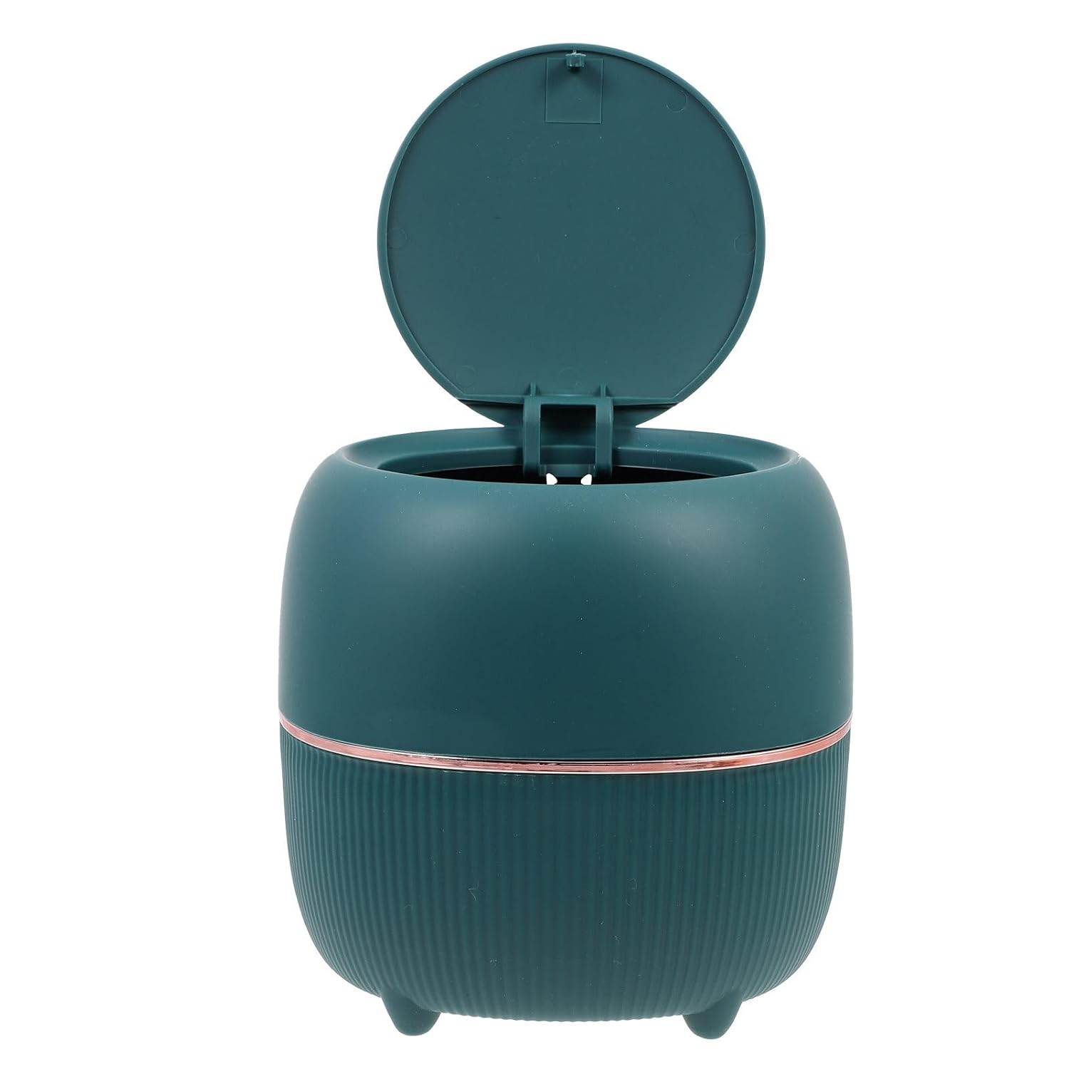 Tofficu Desktop Trash Can with Ejection Cover, Large Peacock Green Multi-use Garbage Storage Bin for Home and Office, Compact Waste Paper Container for Desk Organization