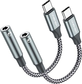 OneKer USB Type C to 3.5mm Headphone Jack Adapter, (2-Pack) USB C to Aux Female Audio Dongle Cable Cord Compatible with iPhone 16/15 Pro/15 Plus/15 Pro Max,iPad Pro,MacBook, Samsung Galaxy S24 S23 S22