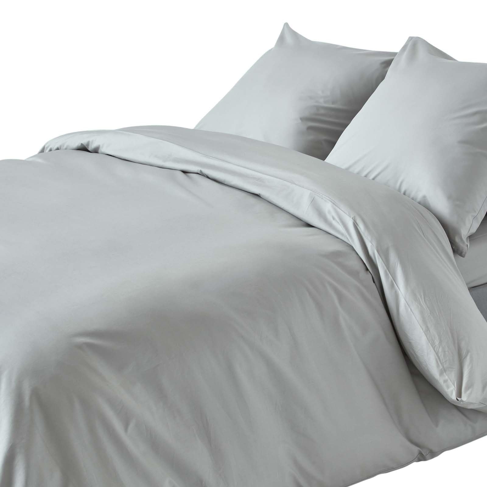 Homescapes 2 Pezzi Biancheria da Letto 155 x 200 cm Argento Grigio 100% Cotone Egiziano 200 Fili
