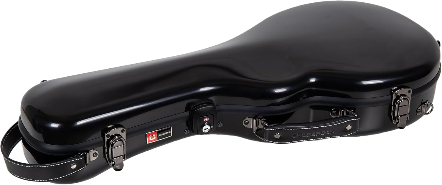 Crossrock Étui Mandola En Fibre De Verre Pour Style F (Eastman MDA315 Et Gibson H5) | Finition Blanc Laiteux Brillant, Intérieur En Velours Vert