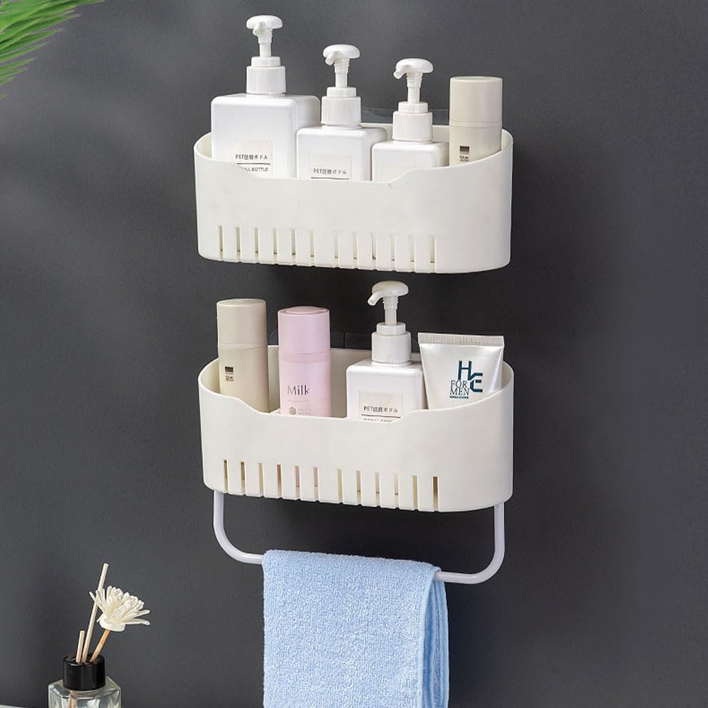 Allkartz Bathroom Shelf without Drilling - Plastic Hooks Adhesive Shelf for Bathroom Racks and Shelves for Bathroom Accessories items Set for Home Storage Wall Mount Organize for Kitchen & Bathroom (B0CDQ645GJ) Amazon Price History, Amazon Price Tracker