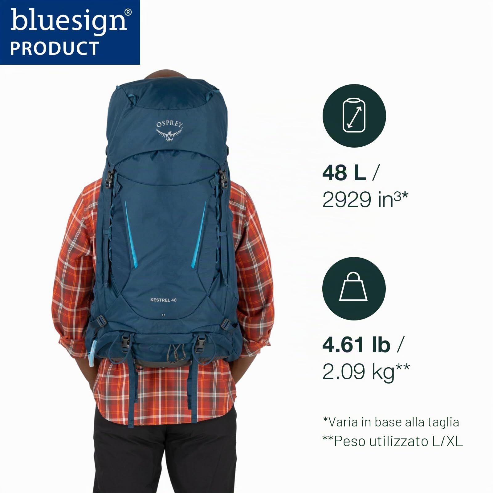 Osprey Kestrel 48 Zaino da Escursionismo Uomo (Pacco da 1)
