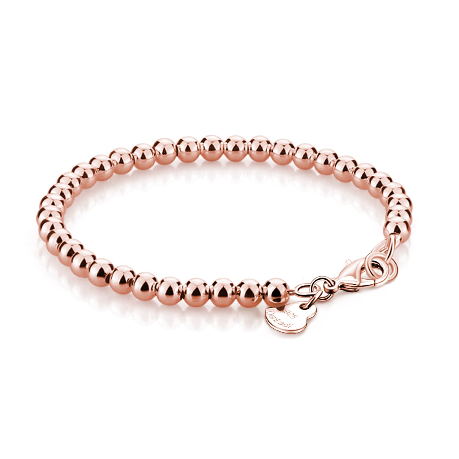 H&amp;Beautimer 925 Sterling Silver 4-10MM Ball Chain Bracelet For Women's - Italian Handmade Bead Chain Bracelet 5''5.7''6.3''6.7''7.5''8''8.3''8.5''9 Inch Rose Gold Party Jewelry