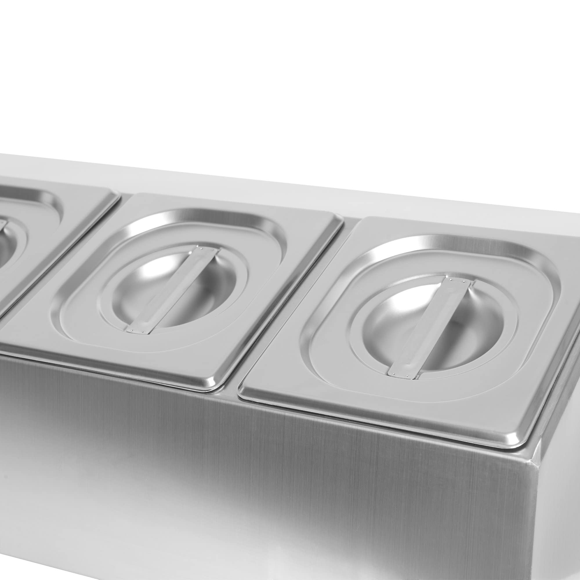 Mahlzeit Contenitore per ingredienti in acciaio inox, 3 contenitori per catering da 1/6 GN con piedini in gomma, 51 x 24,5 x 21,5 cm, contenitore per ingredienti da cocktail per gastronomia, cucina