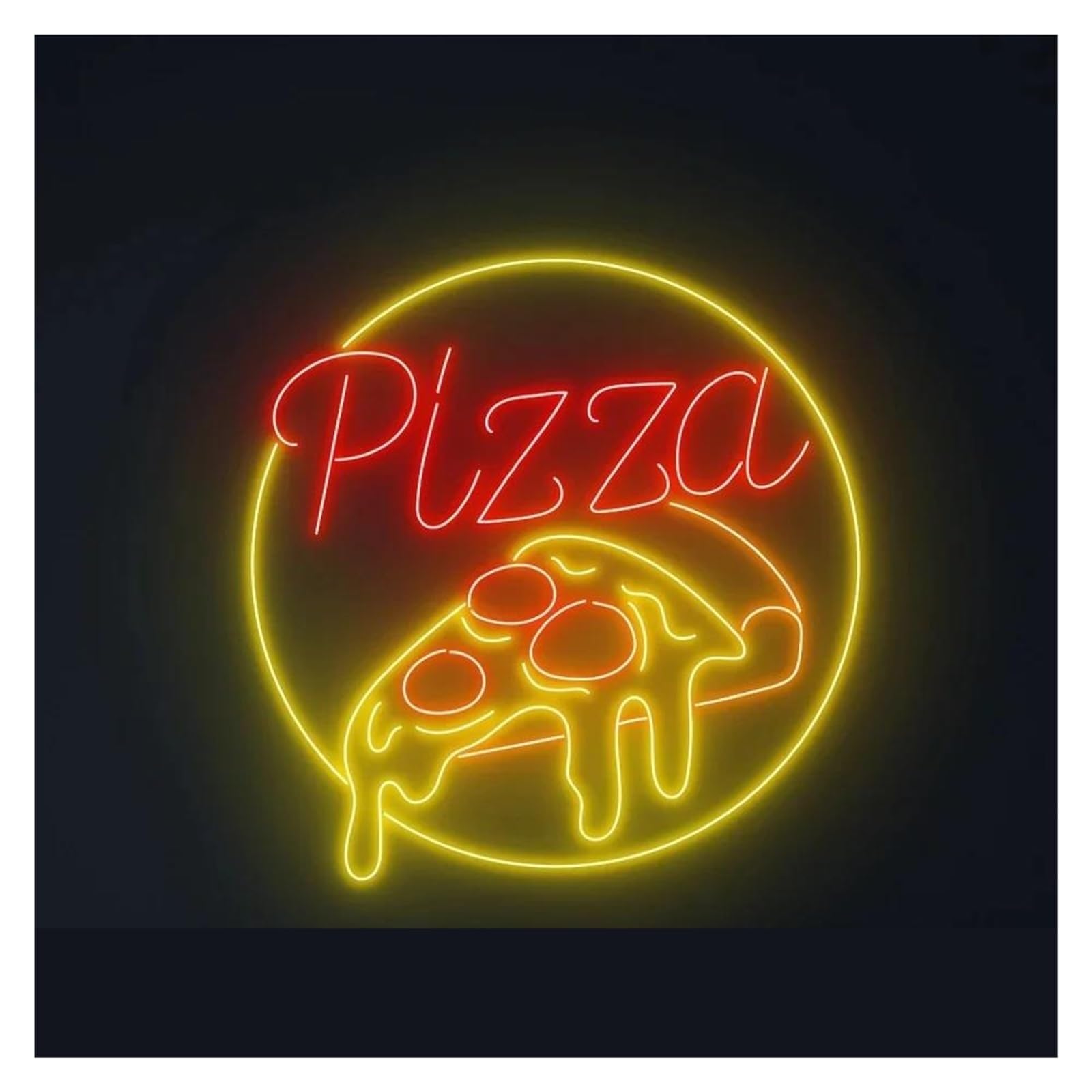 LEMST Sign Lamp Pizza Neon Sign USB Powered Light Italian Food Restaurant Shop Kitchen Wall Decor 51cmх51cm