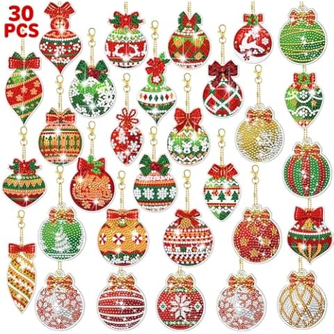 Aignis 30pc/ Set DIY Diamond Painting Keychain Kit, Ball Diamond Art Mosaic Keychain, Hanging Pendant Decoration, Home Decoration Gift Eid Al-Adha Mubarak Cover