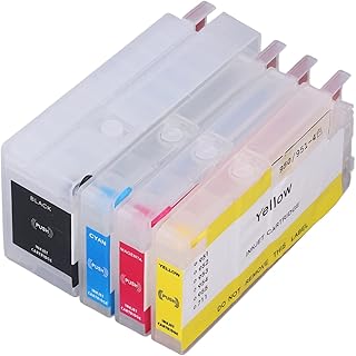 Cartucho de tinta, sin fugas 4 piezas Tinta de impresora Impresión suave Negro Azul Rojo Amarillo con caja transparente para impresora Officejet Pro 8600 E-AIO para oficina