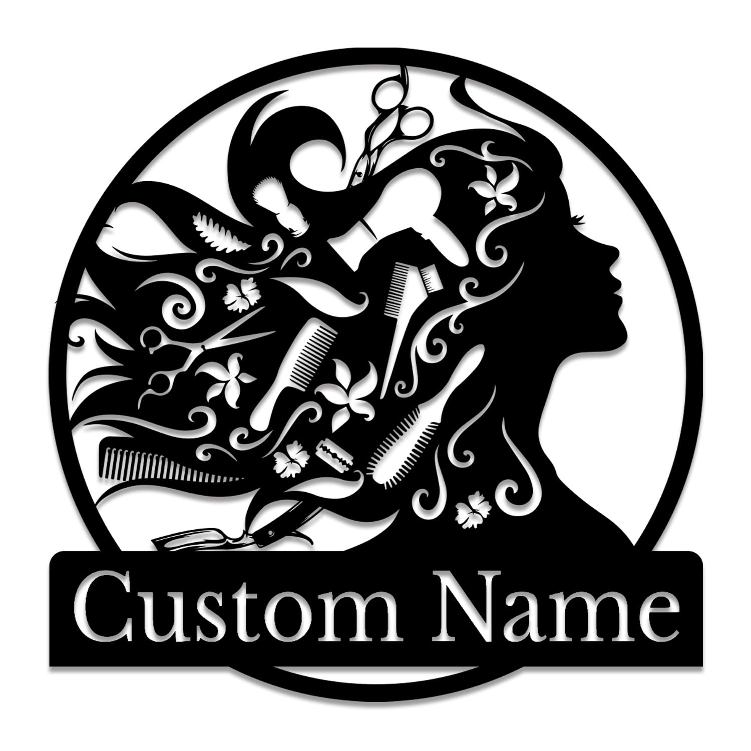 Personalized Custom Hair Dresser Metal Sign,Custom Beauty Salon Girl Hair Metal Wall Art,Personalized Hair Dresser Name Sign (Style-1)