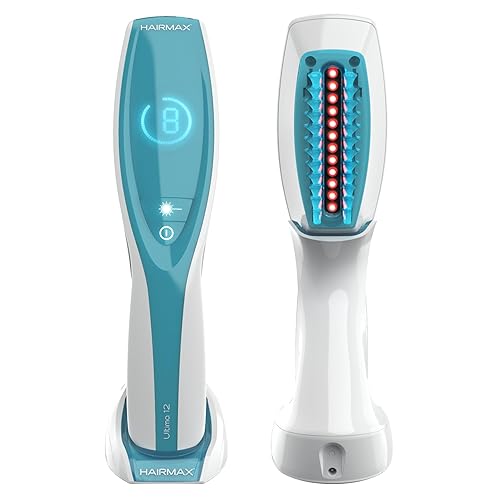 Hairmax Ultima 12 LaserComb - (FDA Cleared) Laser Hair Regrowth Treatment Device for Men & Women - Reverses Thinning Hair Loss - Red Light Therapy to Stimulate Hair Growth - Cordless Design - 12 Medical Grade Lasers (with Display)