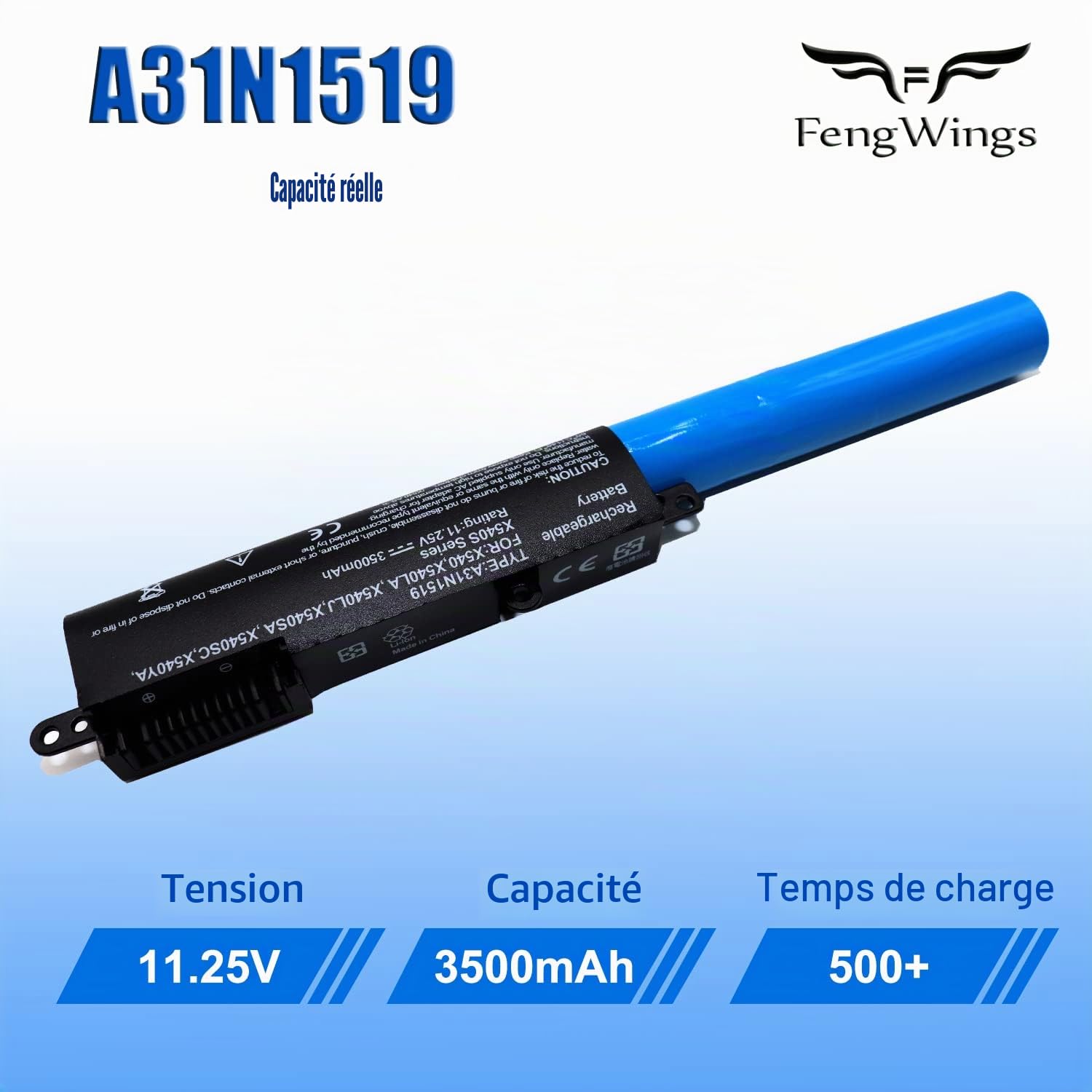 11.25V 3500mAh A31N1519 Batterie, Remplacer pour Batterie ASUS R540l / Batterie ASUS X540L, ASUS X540 X540LA X540LJ X540SA X540YA X540S F540 F540L F540LA F540S F540Y R540