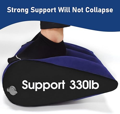 Miniatura 5 de Almohada inflable de cuña azul minimalista para yoga, ayuda a la postura, almohada lumbar de apoyo para piernas, reduce la presión de la cintura y
