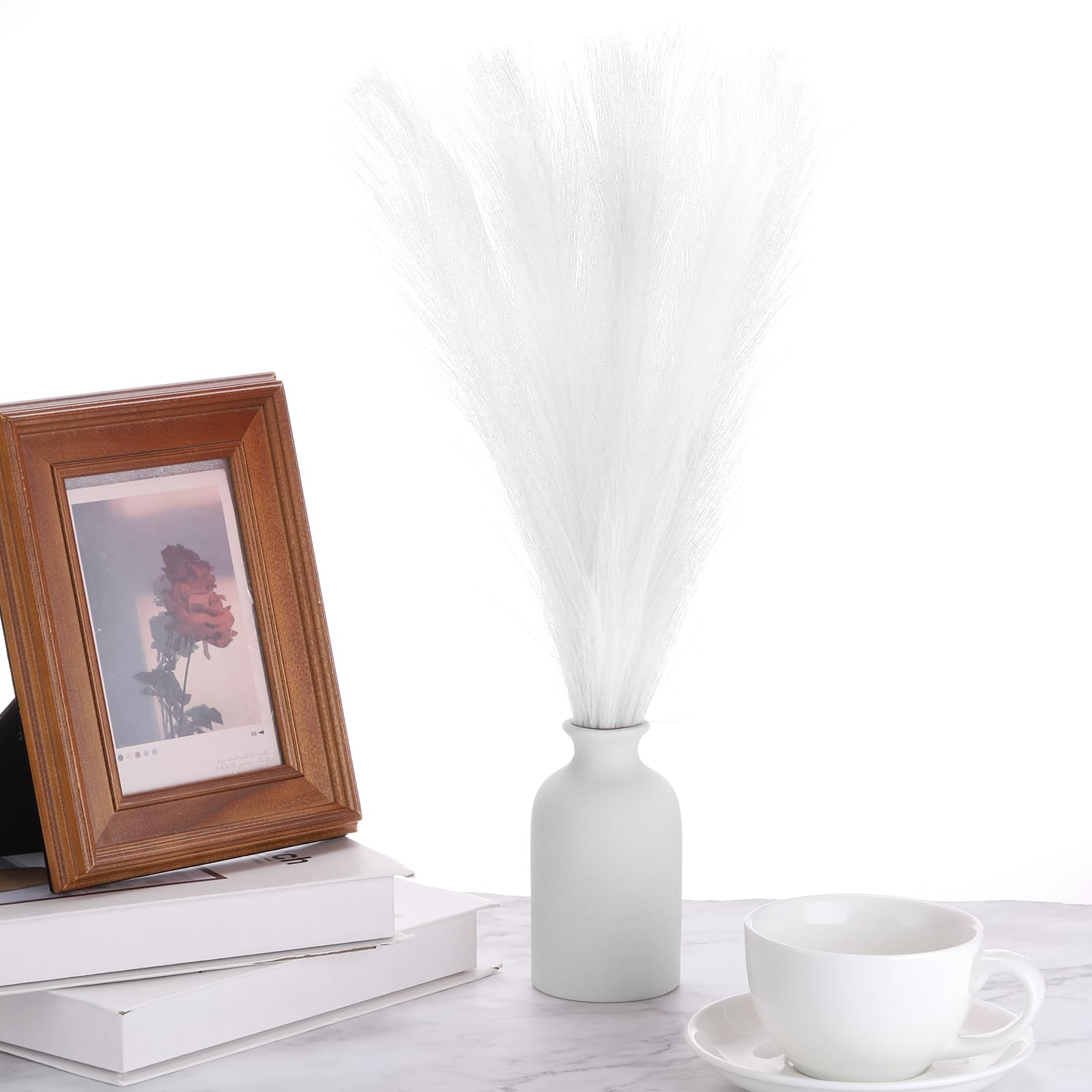 QUARKZMAN 12 Pcs Erba Delle Pampas Finta 18 Pollici Soffice Bianca
