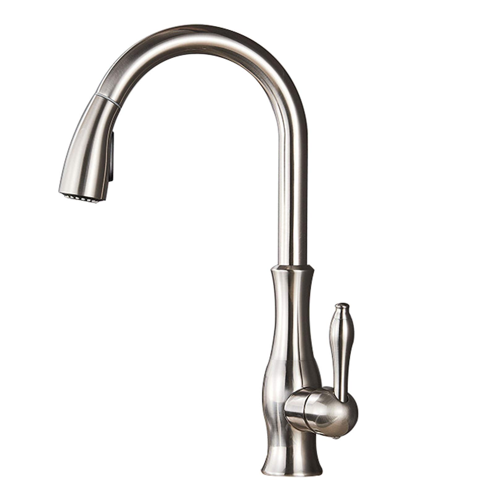 Robinet de cuisine à tirette rotatif 360 mitigeur eau chaude froide chromé