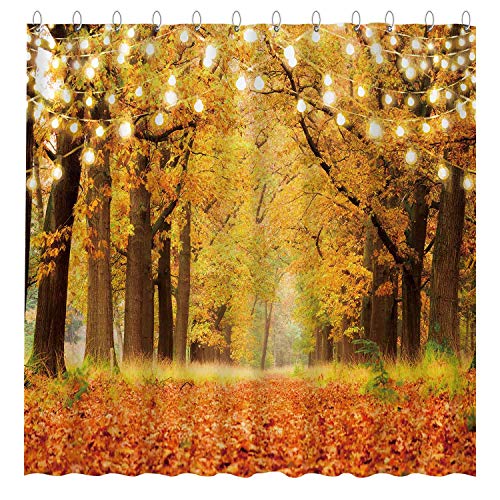 Funnytree Autumn Forest Shower Curtain Set with Hooks Thanksgiving Natural Scenery Fall Landscape Leaves Bathroom Bathtubs Decor Easy Care Washable Durable Polyester Fabric 72"x72" Funnytree Autumn Forest Shower Curtain Set with Hooks Thanksgiving Natural Scenery Fall Landscape Leaves Bathroom Bathtubs Decor Easy Care Washable Durable Polyester Fabric 72"x72"