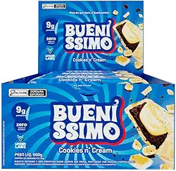 Barra de Proteína Mais do que Bom é Bueníssimo Assada Zero Açucar Under Labz - Caixa com 12 Unidades - 9g de Proteína, ideal para Pré e Pós treino. (Cookies N Cream)
