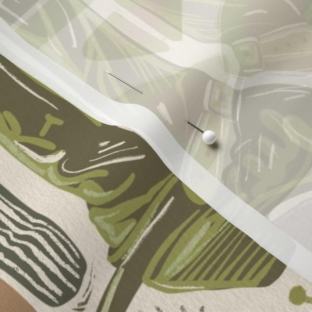 Spoonflower Fabric - Home Vintage Retro Landscape Western Cowboy Cactus Printed on Chiffon Fabric by The Yard - Sewing Fashion Apparel Dresses Home Decor