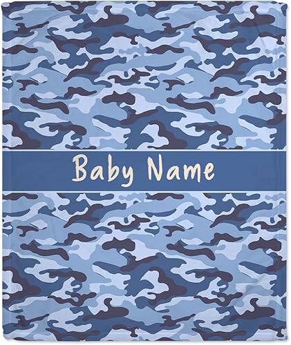 Hyturtle Mantas de bebé personalizadas con nombre  Manta de camuflaje personalizada con nombre  Manta de forro polar verde camuflaje para niños y
