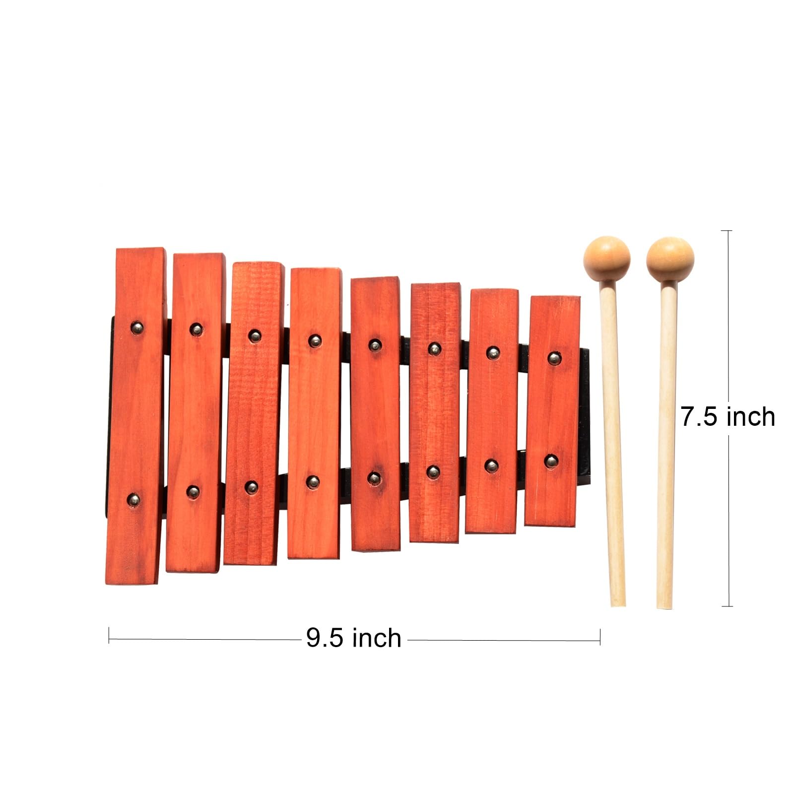 8 Notes Wood Xylophone with 2 Wooden Mallets, Music Percussion Instrument, Neutral (9.5 inch)