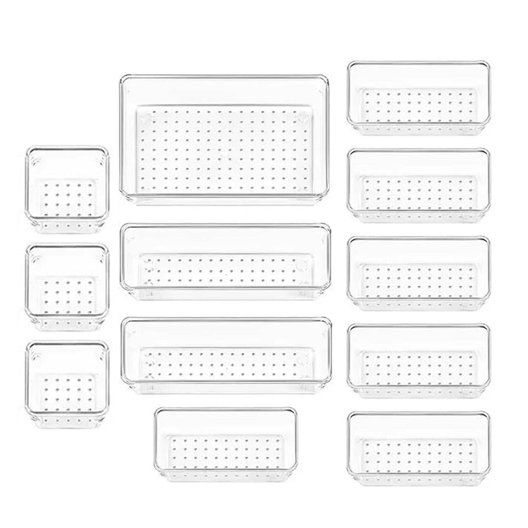 RUBOXA 12 Pcs Multipurpose Unbreakable Acrylic Drawers Organizer | Stackable & Non Slip Base Vanity/Makeup Organiser Tray Dividers | Transparent (B0DF51TSRD) Amazon Price History, Amazon Price Tracker