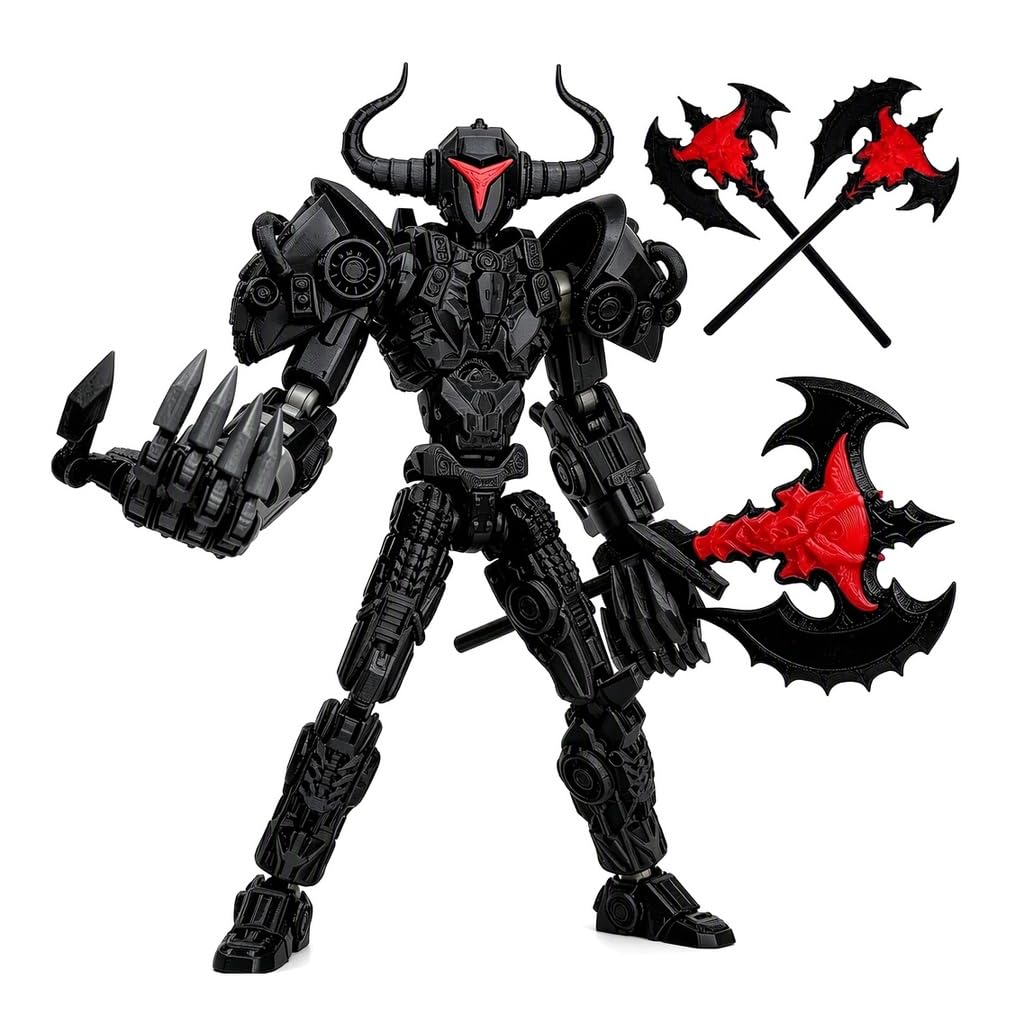 DiiWmme​ T13 Action Figure​，3D Printed​ Dummy 13​ Robot Toy，Black Red