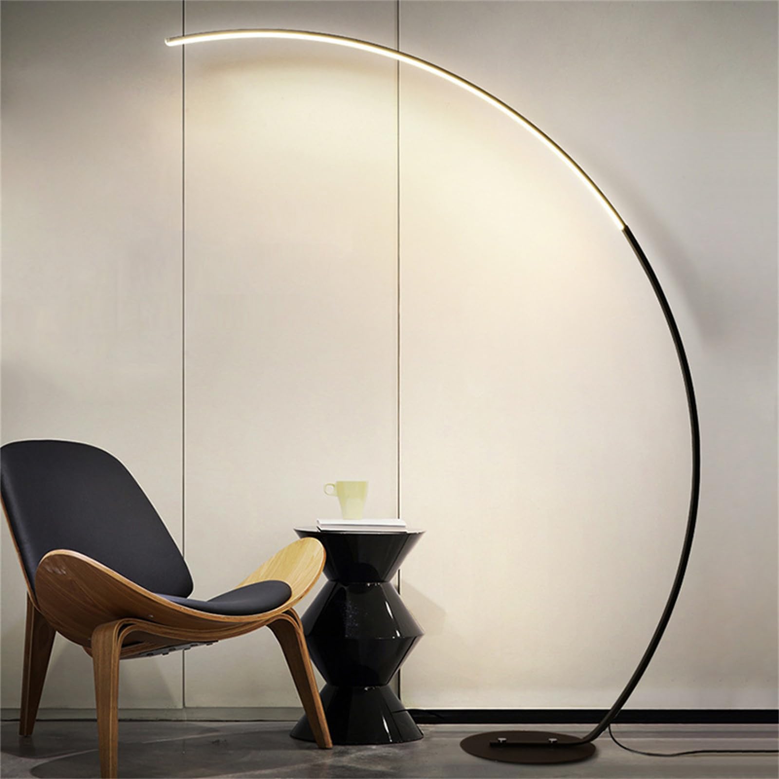 Lámpara de Pie LED Moderna de Arco - Regulable con 3 Temperaturas de Color, Ultrabrillante para Sala de Estar y Dormitorio con Control Remoto