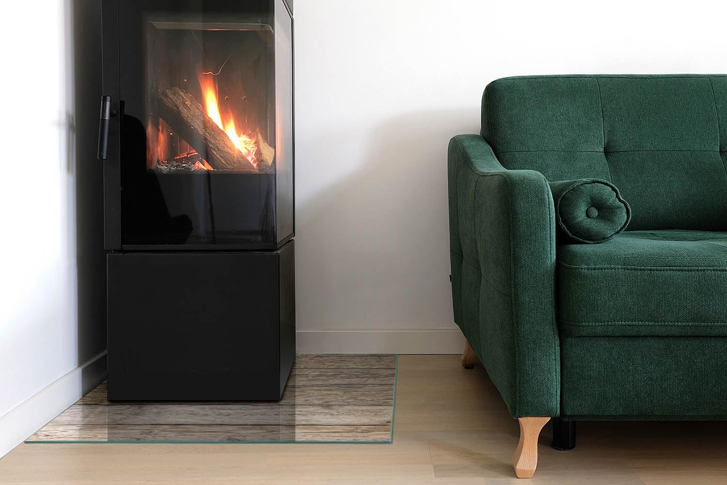 Piastra per camino e stufa 60x60 cm Protezione del Pavimento di Vetro Temperato Quadrato Resistente a Scintille Design Elegante Resistente alle Alte Temperature - Tavole di legno naturale