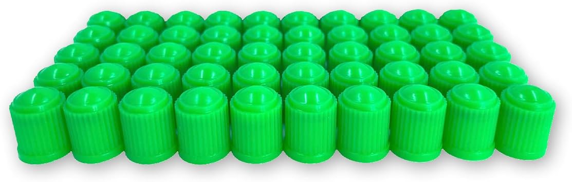 Pack of 50 Green Valve Stem Caps with Inner Seals for Nitrogen Filled Tires by TYK Industries
