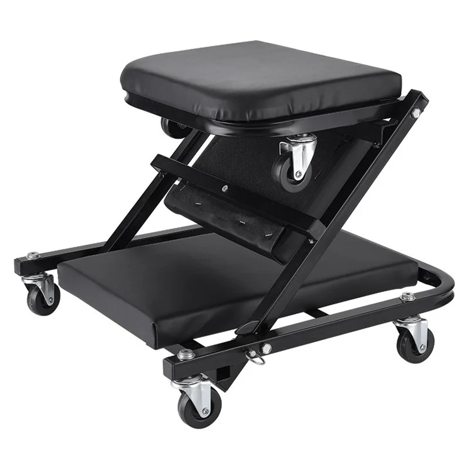 Silla Mecánico con Taburete Taller Banco de Trabajo de Mantenimiento de automóviles con Cama Plegable de 36 Pulgadas, Silla para Taller de automóviles, Ruedas y Rodillos