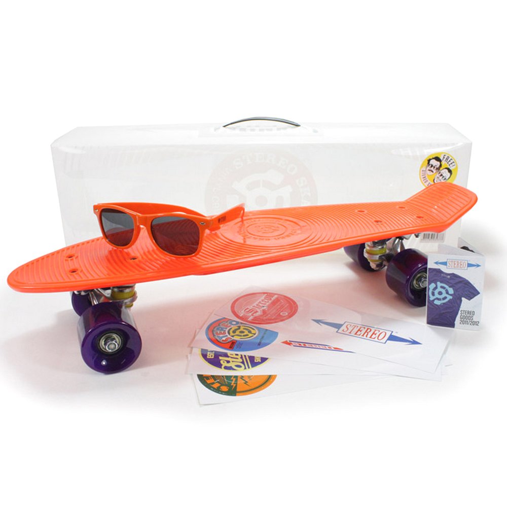 Stereo Stereo Vinyl Cruiser Plastic Complete Skateboard Orange Stereo bainarukuru-za- purasutexikkukonpuri-to Skateboard Orange