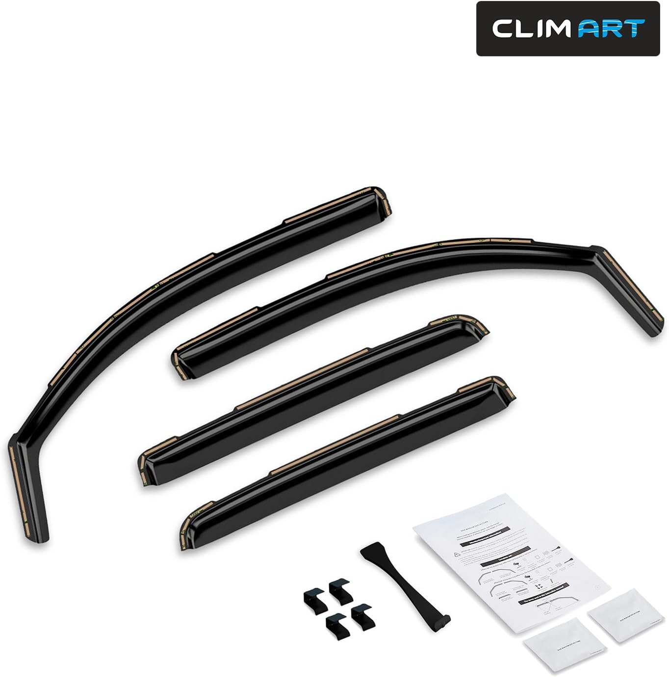 CLIM ART in-Channel Incredibly Durable Rain Guards for GMC Sierra 2014-2018 Crew Cab, Original Window Deflectors, Vent Window Visors, Truck Accessories, 4pcs- 614003LPv