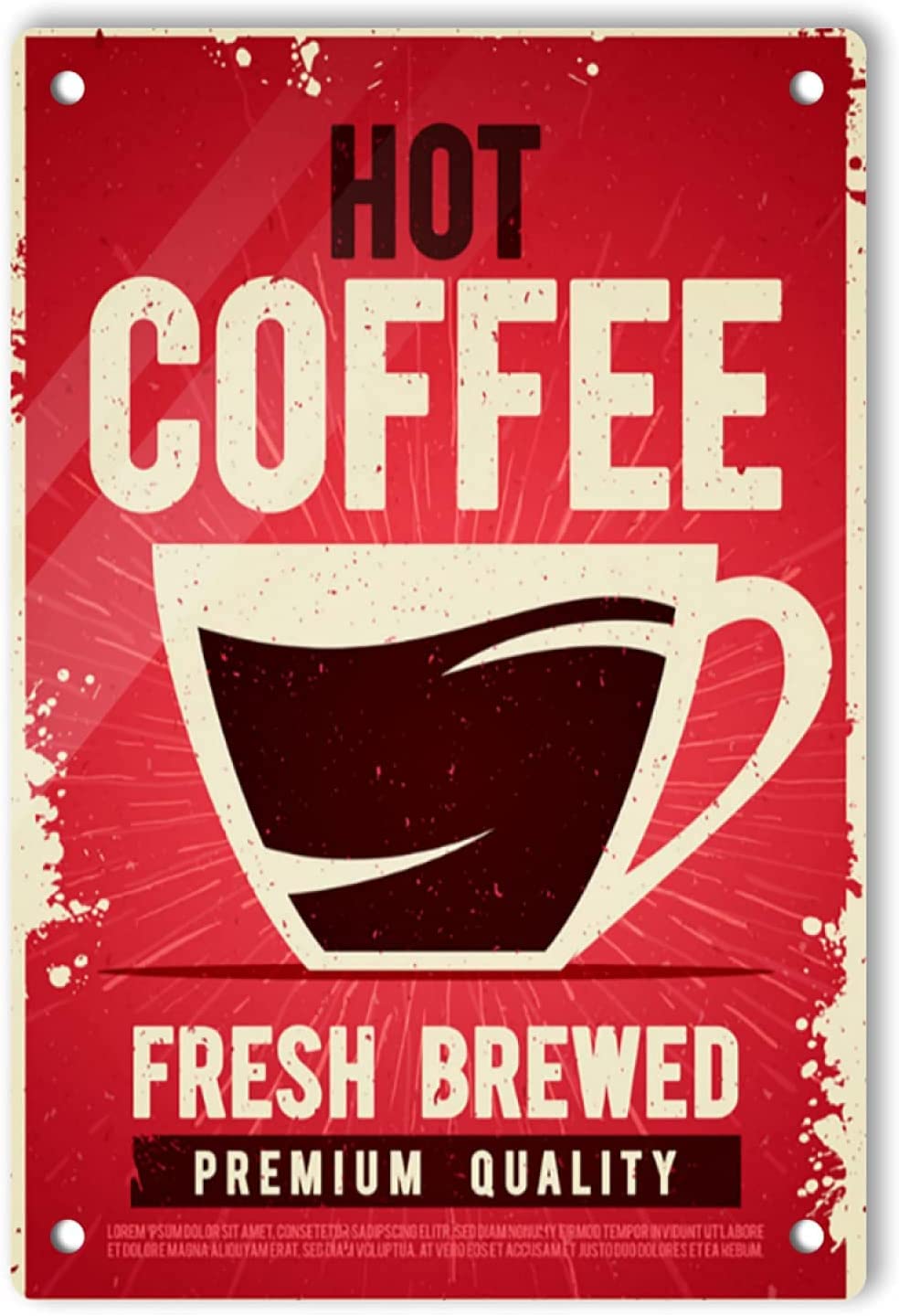 Haosensix Drinks Metal Tin Sign Hot Coffee Fresh Brewed Hot Coffee Fresh Brewed Retro Poster Wall Decor Art Bar Pub Garage Diner Cafe Home Tin Signs Vintage Poster Painting 8x12 Inch