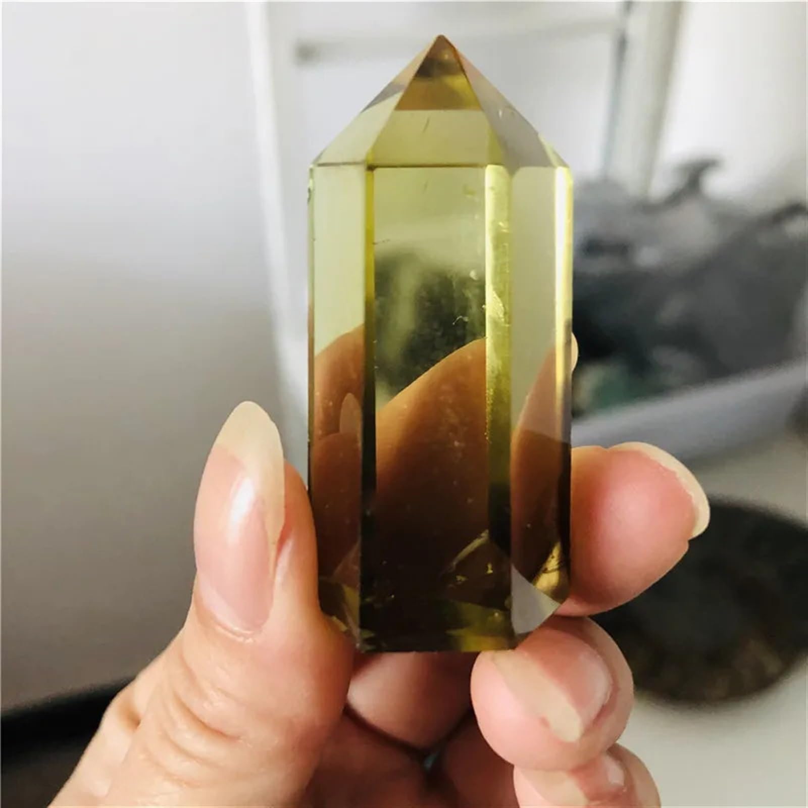 PKNVKZIDK Crystal dot Citrine Column Obelisk Yellow Home Ornaments Decor(6-7cm,1pc)