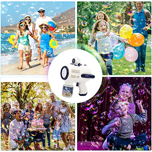 Bubble Machine For Kids Outdoor Toys, Space Travel 10-Hole Electric Bubble Gun，360 ° Leak-Proof Design, With Lamp Bubble Machine For Kids，Outdoor Toys For Kids Ages 3-12。 (Space Blue) #TOP3