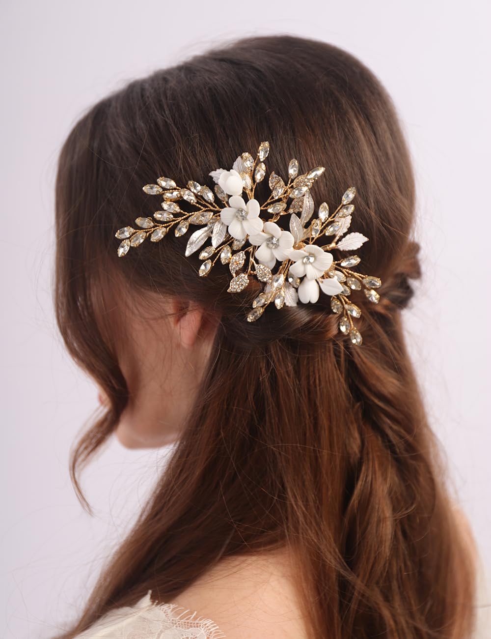 Amazon.com : Teyglen Bridal Wedding Flower Rhinestone Hair 