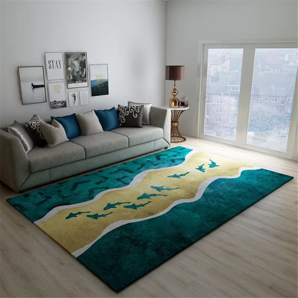 Tapis antidérapant pour bébé bleu fini les glissades grand tapis doux deco chambre moderne 100x200