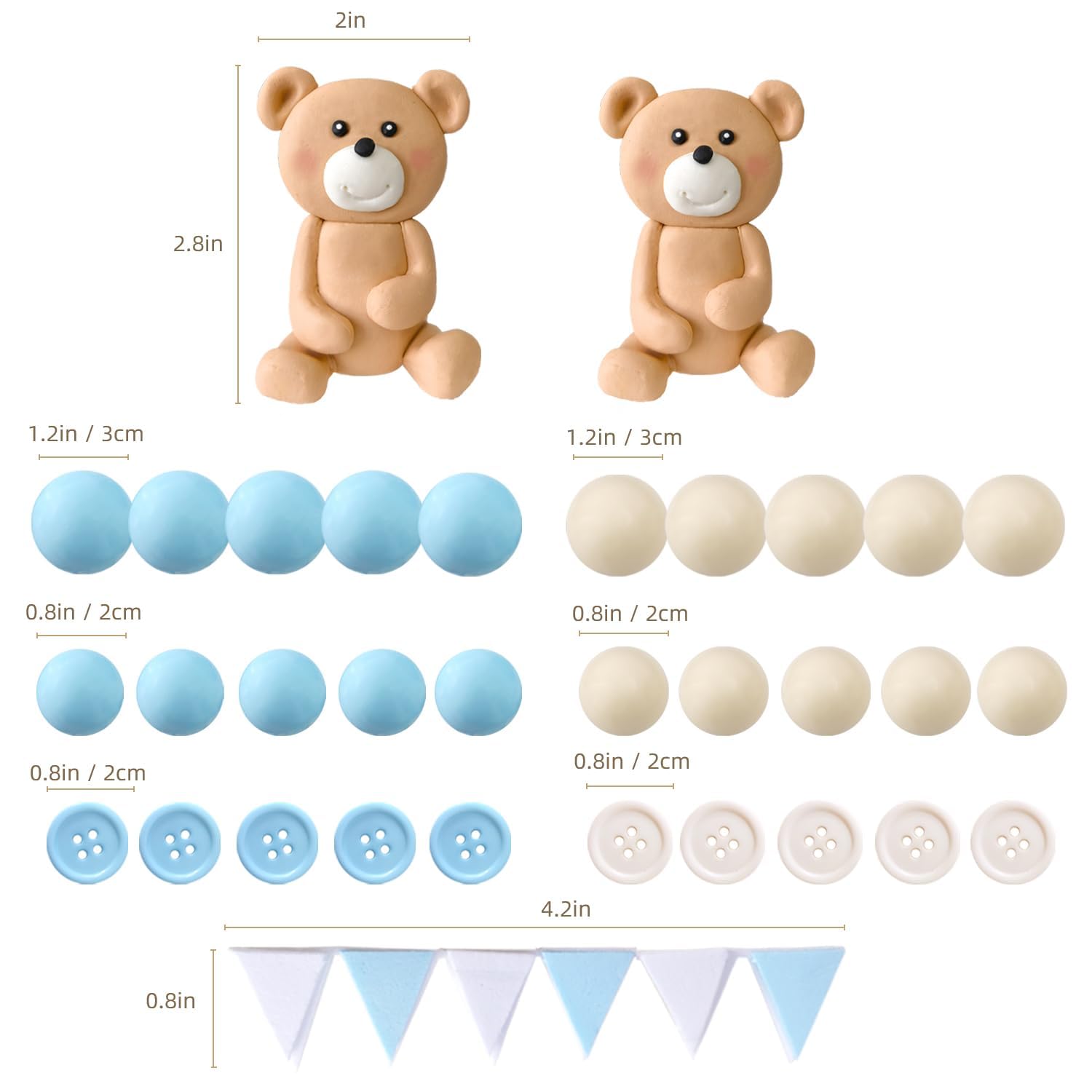 33 Decorazioni Per Torta Orsetti In Resina – Cake Topper 3D Per Baby Shower E Compleanno – Rosa