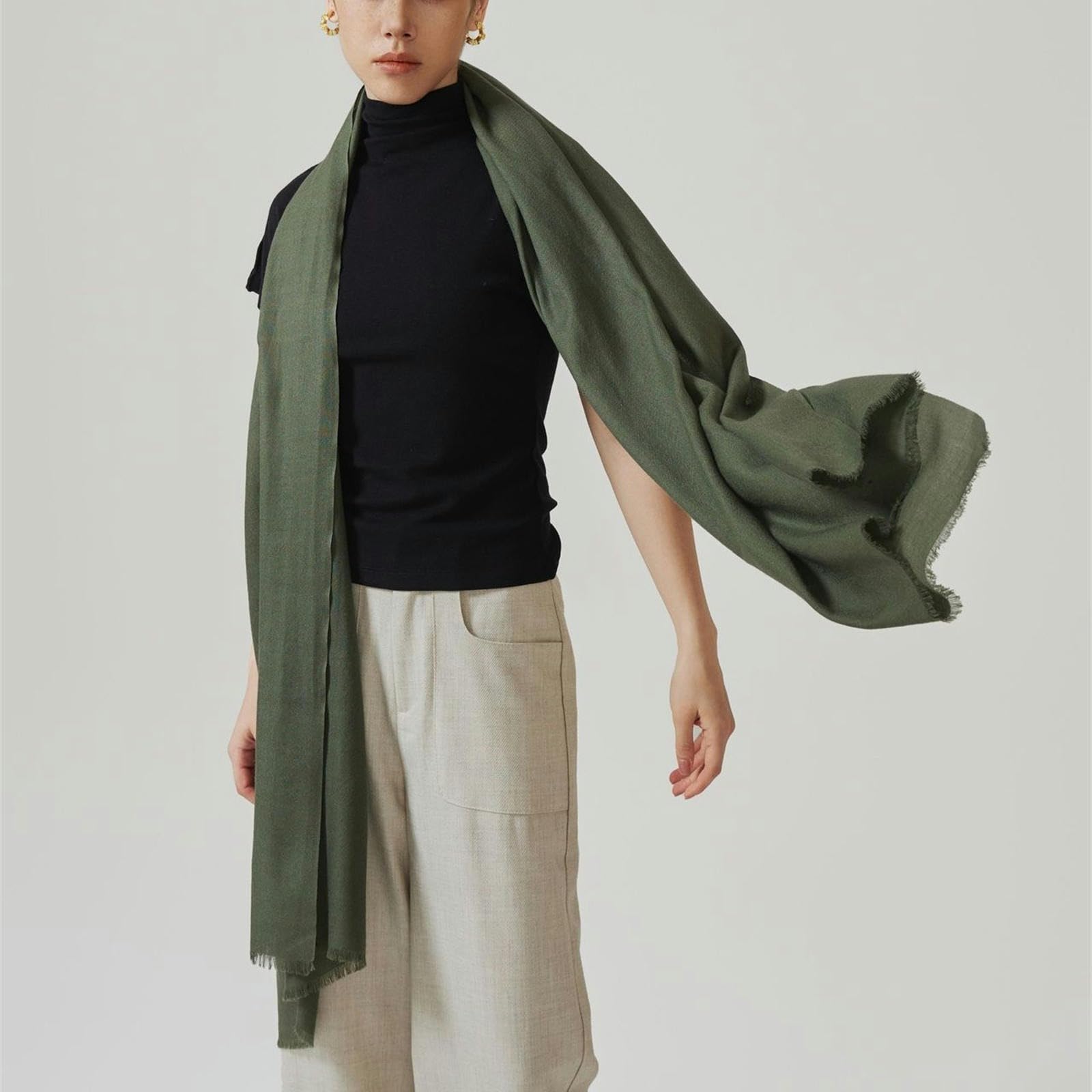 Sciarpa Donna in Imitazione Lana Autunno e Inverno, Sciarpa Quadrata in Filato Ultra Sottile Solubile in Acqua, Scialle da Donna Semplice-Rosso 190 * 70cm; 110g