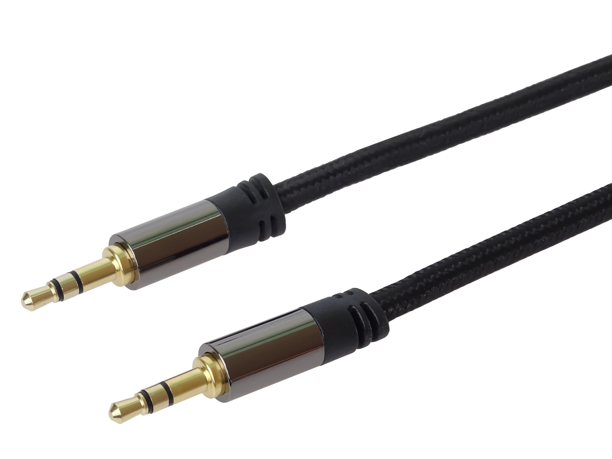 PremiumCord HQ 3.5mm Stereo Jack Cable 3.5mm Jack Male to Male Auxiliary Headphone Audio Connection Cable Shielded Metal Connector Braided M/M 1.5m