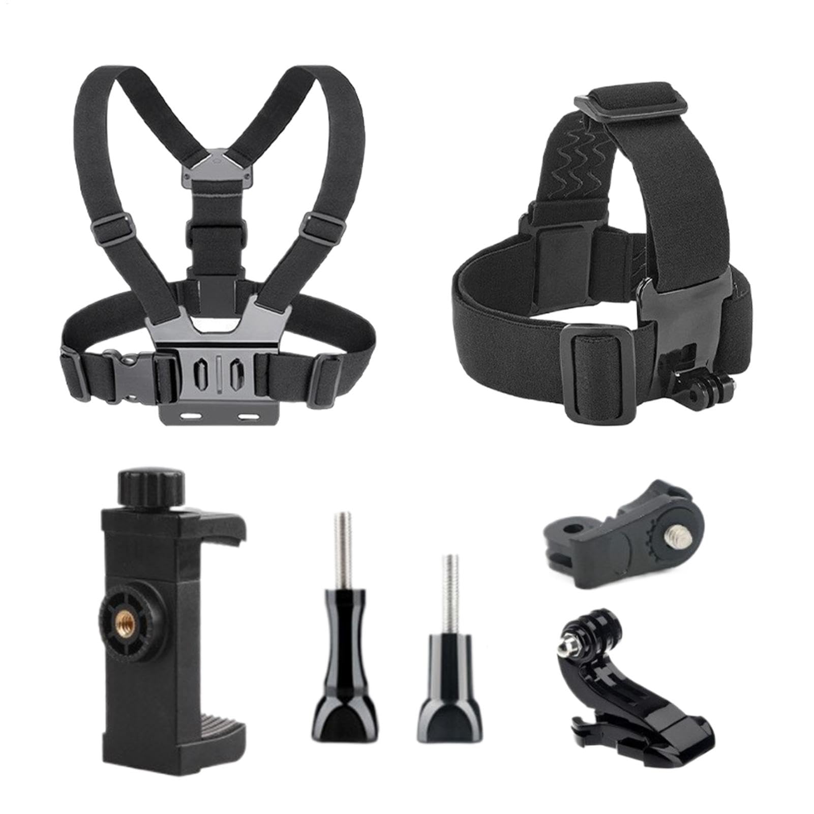Support de poitrine pour caméra d'action réglable, kit de support de téléphone confortable, idéal pour la course, la natation et les activités intérieures et extérieures