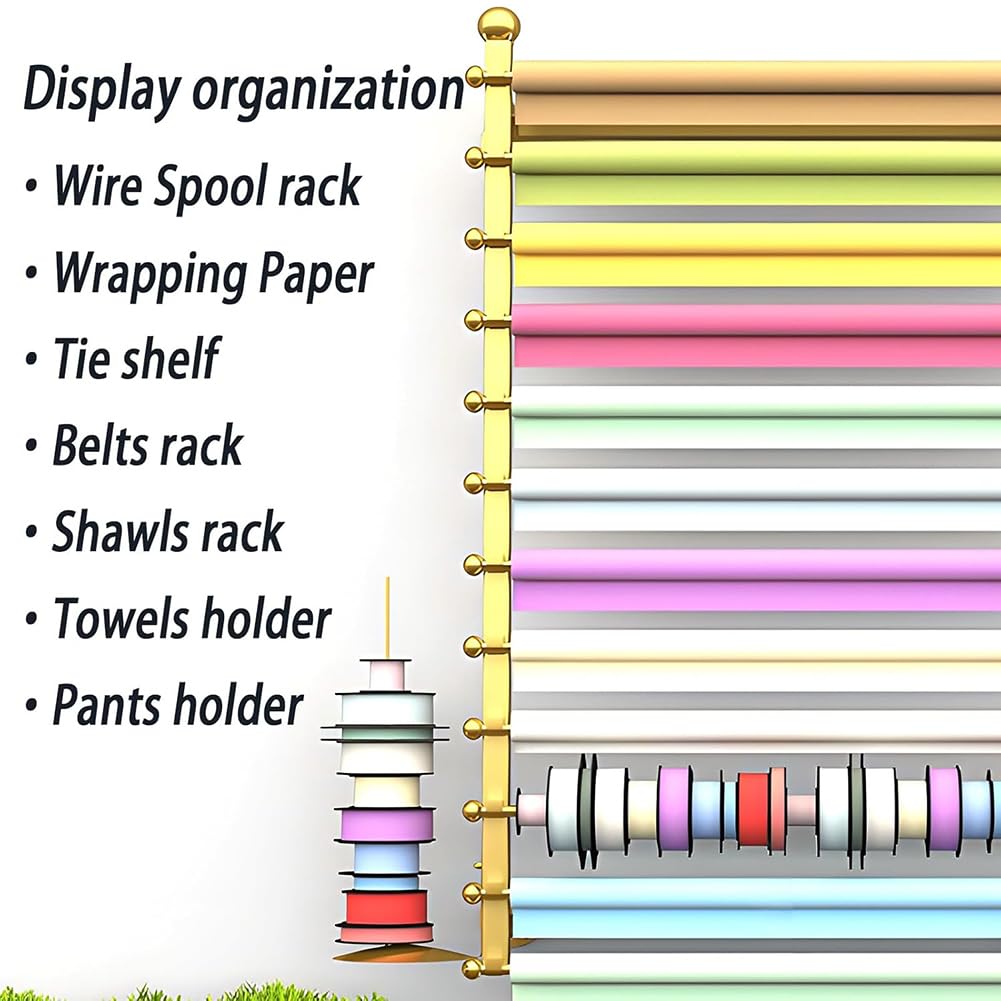 Espositore per carta da regalo, organizer da parete con 12 barre