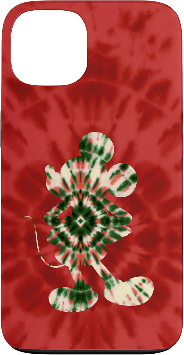 Disney Mickey Mouse Shape Christmas Holiday Tie-Dye Retro Case for iPhone 14 Pro