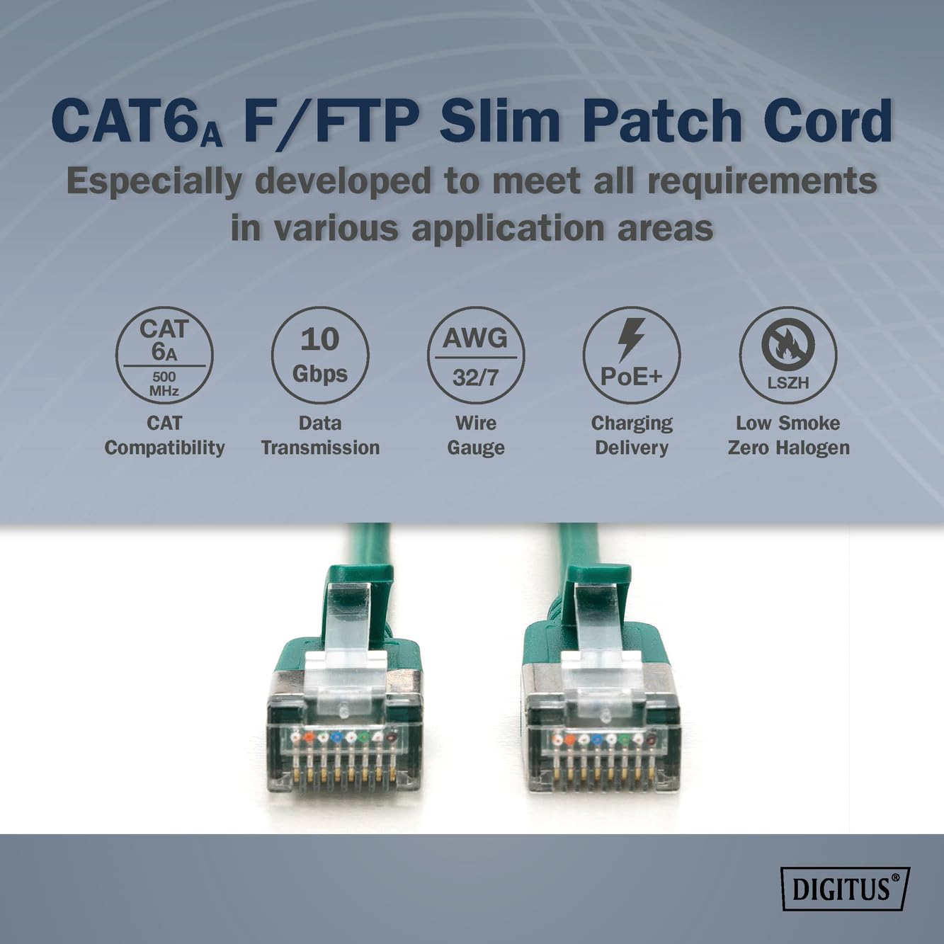 DIGITUS Câble LAN Cat 6A – 5 m – 10 pièces – Slim – F/FTP – Vert | 10 Gbit/s – Blindé – PoE+ – AWG 32/7 – LSZH – Câble réseau RJ45 – Compatible Cat 6 et Cat 7