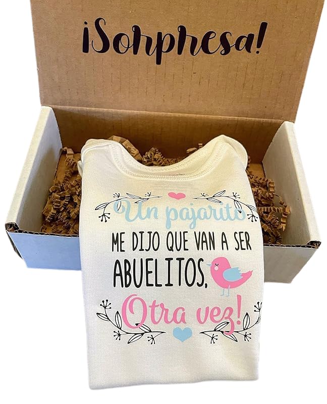 Un pajarito me dijo que van a ser ABUELITOS, baby announcement bodysuit, surprise, guess what, baby coming soon, baby bodysuit, IVF - spanish - pregnancy reveal - grandparents Hola abuelitos