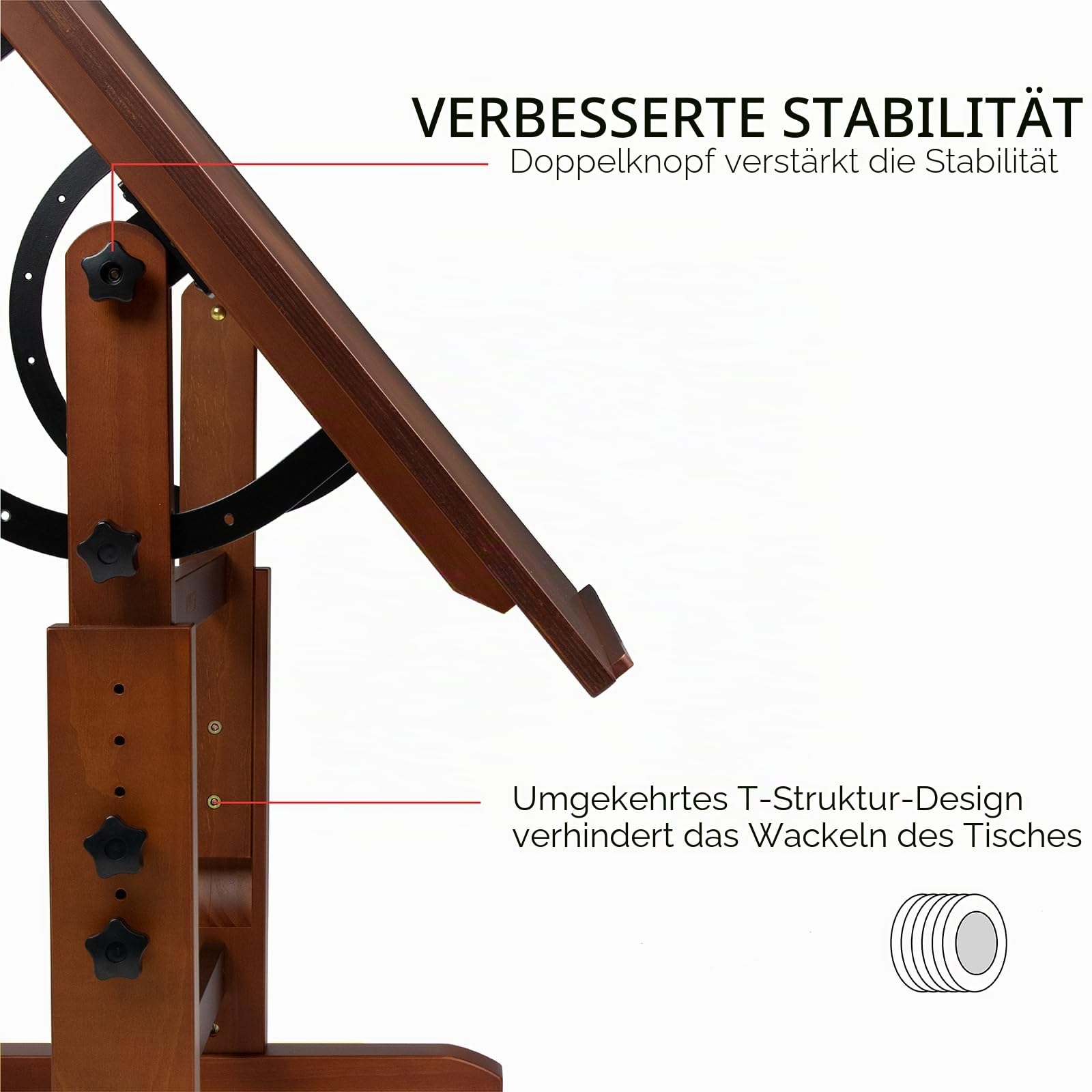 MEEDEN Extra großer Holz-Zeichentisch, 107 x 76cm Kunst-Zeichentisch, Basteltisch mit höhenverstellbar, Studio-Mal-Tisch zum Schreiben, Lesen, Walnuss