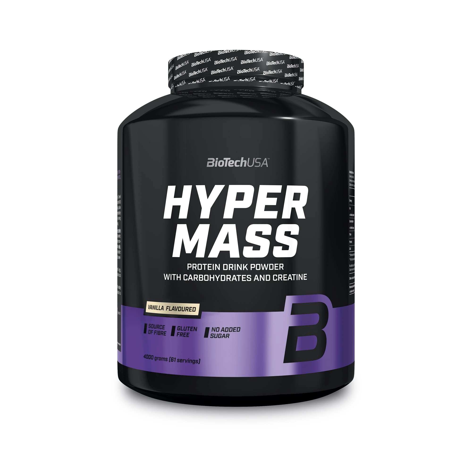 BioTechUSA Hyper Mass - Mass Gainer with Carbs & Protein Blend | Micronised Creatine | Gluten-Free, 4 kg, Vanilla
