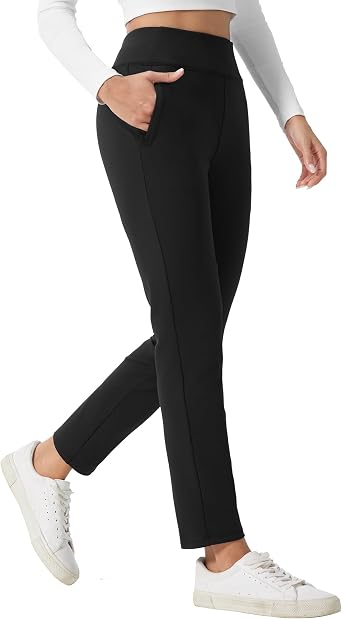 HOTSUIT Fleece Lined Winter Work Pants Thermal Travel Pants High Waisted Golf Hiking Pockets
